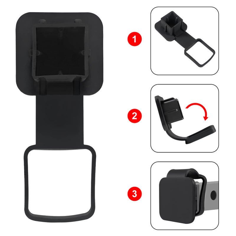 Dorhea Trailer Hitch Tube Cover 2'' Rubber Hitch Tube Cover Plug Cap Insert 2 inch Receivers Class 3 4 5 for Dodge Ram Porsche Benz Toyota Ford Jeep Chevrolet Nissan ATV UTV Polaris - Black - Image 2